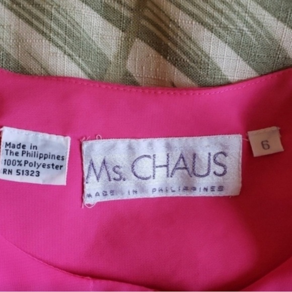 Ms. Chaus Vintage Dress Pleated Belt Pink Pearl 6 - Picture 7 of 8